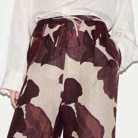Iris Leaf Linen Wide Leg Trousers