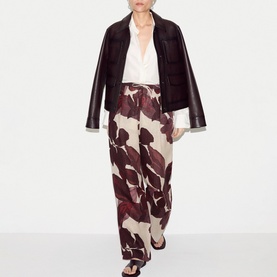 Iris Leaf Linen Wide Leg Trousers