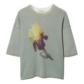 Painted Iris Floral Knitted Sweater