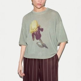 Painted Iris Floral Knitted Sweater