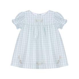 Floral Embroidery Logo Check Dress