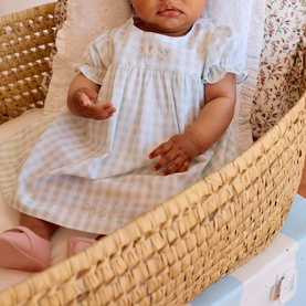 Floral Embroidery Logo Check Dress