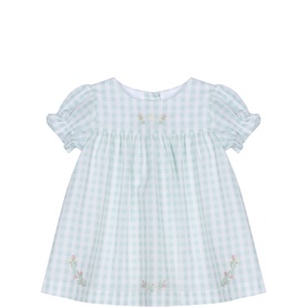 Floral Embroidery Logo Check Dress