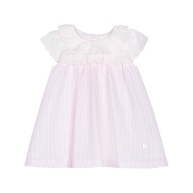 Striped Logo Ruffle Trim Dress