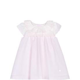 Striped Logo Ruffle Trim Dress