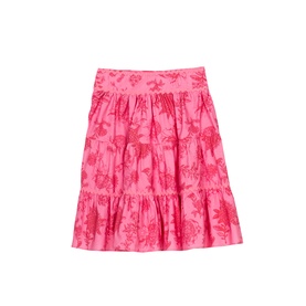Patachou Pink Blossom tiered skirt with floral print, elasticated waist, in pink tones
