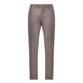 Slowear beige formal wool trousers with slim fit, pressed front crease, belt loops and zip fly