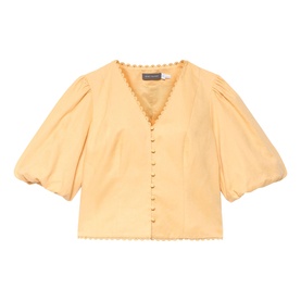 Scallop Trim Button Blouse