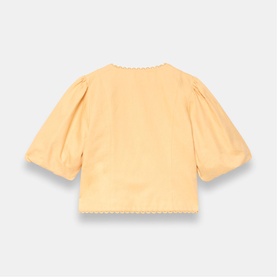 Scallop Trim Button Blouse