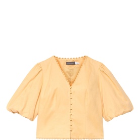 Scallop Trim Button Blouse