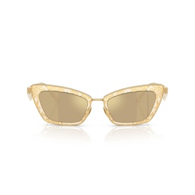 Dolce & Gabbana gold cat-eye sunglasses with glitter transparent frames and gold mirrored lenses