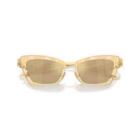 Dolce & Gabbana gold cat-eye sunglasses with textured frames and gold-tinted mirrored lenses