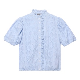 Jacquard Ruffle Trim Blouse