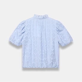 Jacquard Ruffle Trim Blouse
