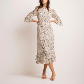 Floral Ruffle Flared Dress