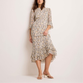 Floral Ruffle Flared Dress