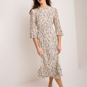 Floral Ruffle Flared Dress