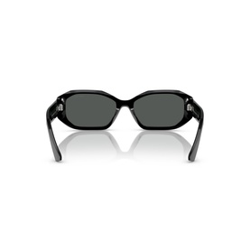 Jimmy Choo black sunglasses, rear view showing temples with silver-tone logo detail and dark grey lenses.