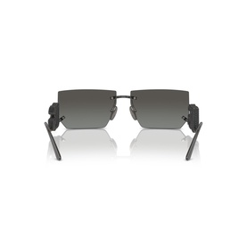 Dolce & Gabbana grey rimless rectangular sunglasses, rear view showing black metal temples and gradient lenses
