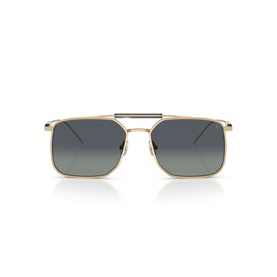 Brunello Cucinelli gold aviator sunglasses with double bridge bar and gradient grey lenses, front-facing view