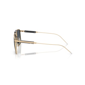 Brunello Cucinelli gold sunglasses, side profile view showing slim metal arms with dark acetate tips and gradient grey lenses.