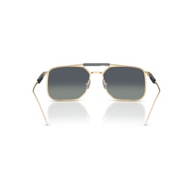 Brunello Cucinelli gold aviator sunglasses, rear view showing double bridge, blue gradient lenses and slim gold temples