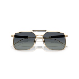 Brunello Cucinelli gold metal aviator sunglasses with double bridge bar and dark grey gradient lenses