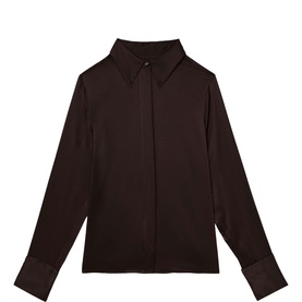 Ameira Concealed Placket Silk Satin Shirt