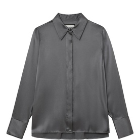 Ameira Concealed Placket Silk Satin Shirt