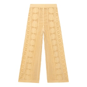 Shell Crochet Mid-Rise Flared Trousers