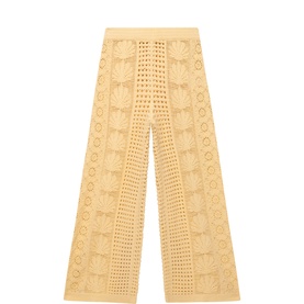 Shell Crochet Mid-Rise Flared Trousers