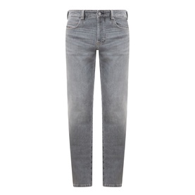 Diesel 1993 D-VYL Slim Leg Jeans in grey, five-pocket style with whiskering, faded detailing and belt loops, slim-cut legs