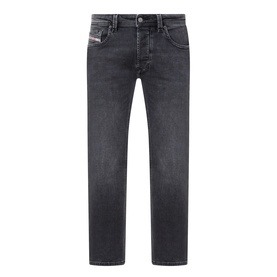 Diesel 3049 dark grey straight jeans with faded wash, five-pocket styling and signature logo tab at waistband