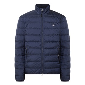 Gant Evening Blue quilted down casual jacket with funnel neck, zip fastening, and side zip pockets