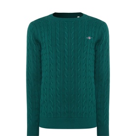 Cable-Knit Shield Logo Sweater