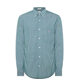 Striped Poplin Shield Logo Casual Shirt