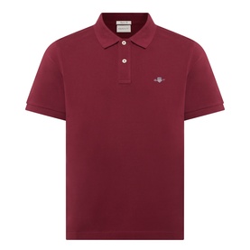 Gant Regular Polo in Deep Grape Wine, short-sleeve cotton piqu&eacute; with two-button placket and embroidered logo at chest