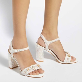 Mention Boucle Floral Block Heels