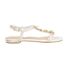 Nature Floral Embellished T-bar Sandals