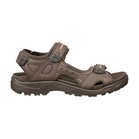 Ecco Offroad Hiking Sandals in brown leather with adjustable three-point straps, neoprene lining, and durable rubber outsole
