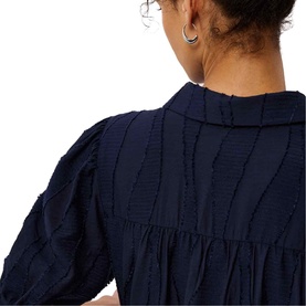 Textured Drop Waist Shirt Dress