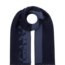 Logo Frayed Wool Scarf