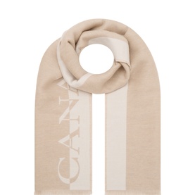 Logo Frayed Wool Scarf