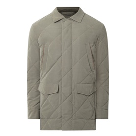 Canali Diamond Quilted Field Jacket in green with pointed collar, diamond quilting, flap chest pockets and snap button cuffs