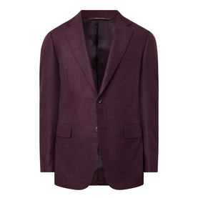 Canali burgundy wool and silk blend single-breasted blazer jacket with notch lapels and patch pockets