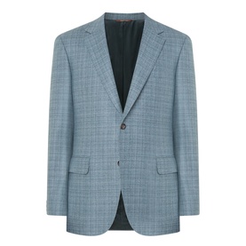 Canali D6 Textured Single-Breasted Suit Jacket in mint, notch lapel, two-button front, flap hip pockets, textured wool-silk finish
