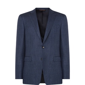 D8 Herringbone Single-Breasted Suit Jacket