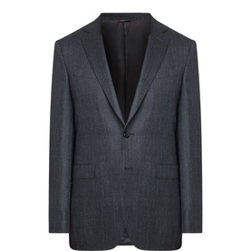D8 Herringbone Single-Breasted Blazer