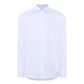 Canali Light Blue Single Cuff Regular formal shirt in 100% cotton, spread collar, button placket front, long sleeves