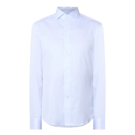 Canali Light Blue single cuff regular fit formal shirt in 100% cotton with spread collar and button placket